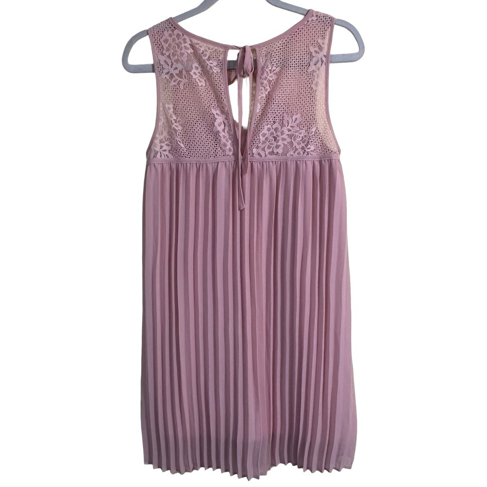Entro Dusty Rose Pink Lace & Pleated Chiffon Cut Out Sleeveless Dress Size Small - Picture 5 of 14